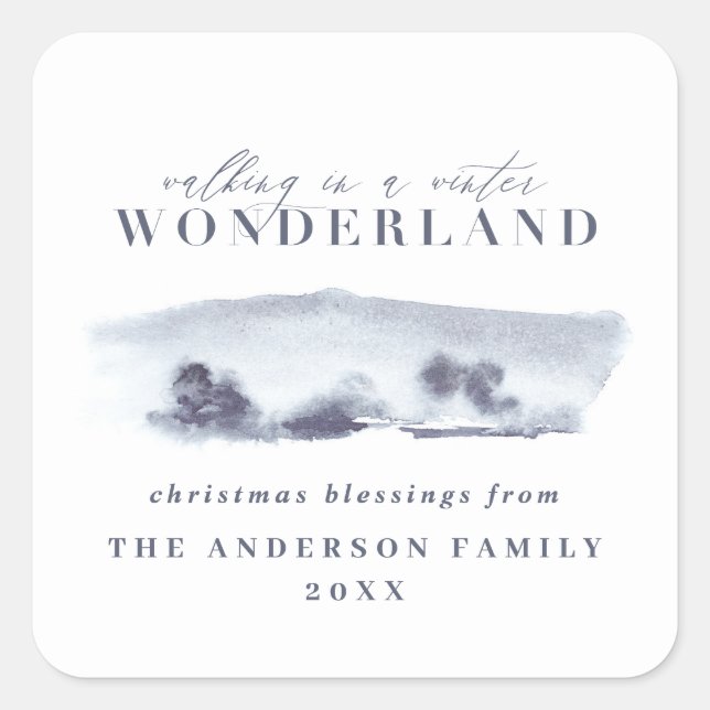 Minimalblauer Weihnachtsfeiertag Quadratischer Aufkleber (Vorderseite)