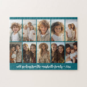 Minimale 10-Foto-Collage - Grundlegendes blaues Ra Puzzle