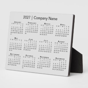 Minimale 2027-Kalender Firmenname Grau Desktop Fotoplatte