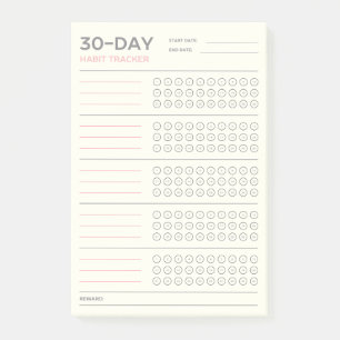 Minimale 30-Tage-Challenge-Habit-Tracker-Gestaltun Post-it Klebezettel