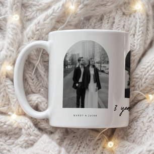 Minimale 3-Jahres-Hochzeit 3 Paar-Fotos Bogen Kaffeetasse