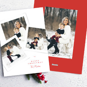 minimale 4+ Foto-Collage rote frohe Weihnachten
