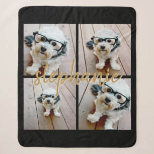 Minimale 4-Foto-Collage - Schwarz - Goldschrift-Te Sherpadecke