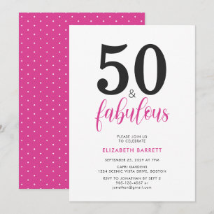 Minimale 50 und Fabelhafte Pink 50. Geburtstagsfei Einladung
