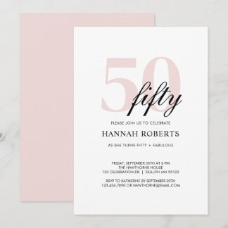 Minimale 50 und fantastische rosa 50. Geburtstagsf Einladung