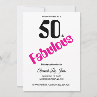 Minimale 50er und fantastische rosa 50. Geburtstag Einladung