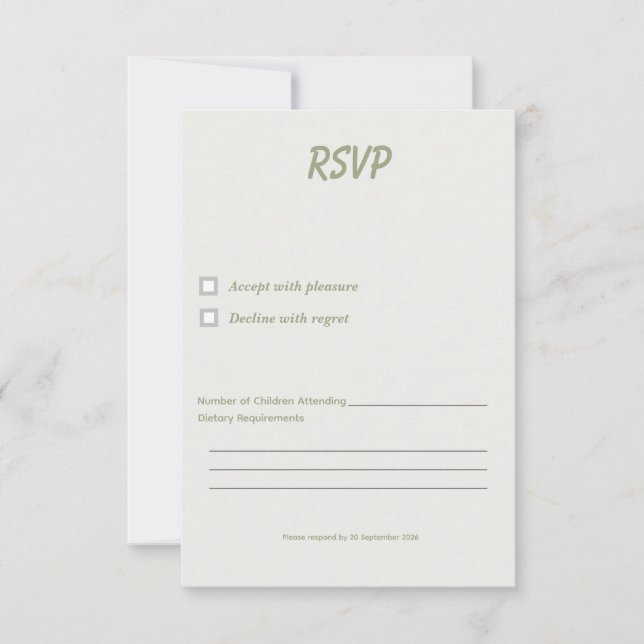 Minimale Abschluss-RSVP-Karte Vorlage (Vorderseite)