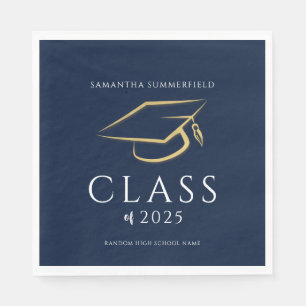 Minimale Abschlussfeier 2026 Navy Blau Party-Papie Serviette