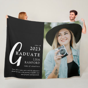 Minimale Abschlussfoto- & Zitat-Andenken-Geschenk Fleecedecke