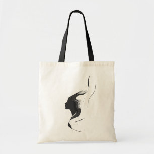 Minimale Abstrakte Frauengesicht mit Line Art Hair Tragetasche