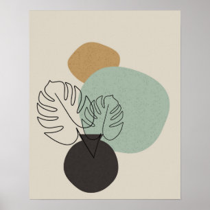 Minimale abstrakte Monstera-Blatt-Ein-Linien-Kunst Poster