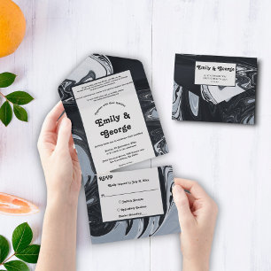 Minimale Abstrakte Schwarz-Weiß-Malerei All In One Einladung