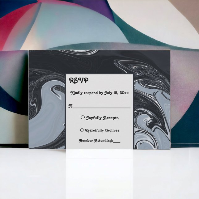 Minimale Abstrakte Schwarz-Weiß-Malerei RSVP Karte (Von Creator hochgeladen)