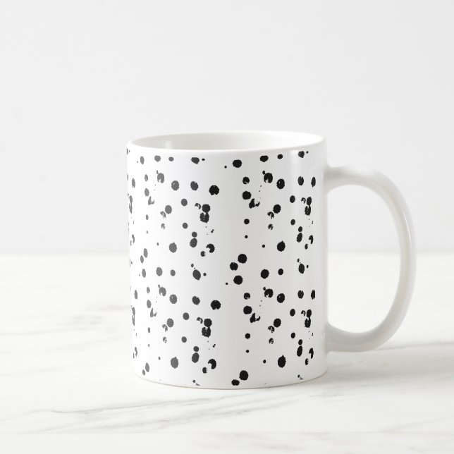 Minimale Abstrakte schwarze Punkte Niedliche Gepun Kaffeetasse (Rechts)