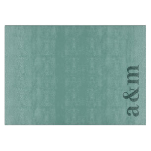 Minimale Anfangsbuchstaben-Monogramm Türkisblau Schneidebrett