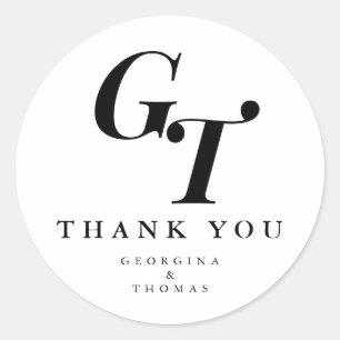 Minimale Anfangswerte Moderne elegante Hochzeit Runder Aufkleber