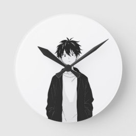 Minimale Anime-Jungen-Wanduhr Runde Wanduhr