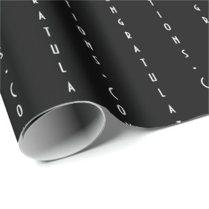 Minimale anpassbare schwarze KONGRATULATIONEN Geschenkpapier