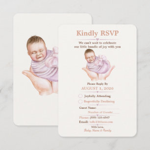 Minimale Antwortkarte zur Begrüßung des Neugeboren RSVP Karte