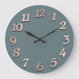 Minimale Anzahl Rose Gold Aquamarin Grau Metallic Große Wanduhr