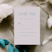 Minimale Aqua-Blau-RSVP-Kalligrafie-Antwortkarte