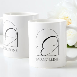 Minimale Arch Black Schrift Initiale E Namensmonog Kaffeetasse