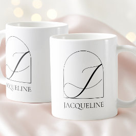 Minimale Arch Black Schrift Initiale J Namensmonog Kaffeetasse