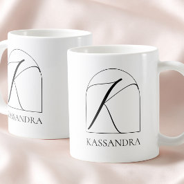 Minimale Arch Black Schrift Initiale K Namensmonog Kaffeetasse