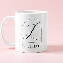 Minimale Arch Black Schrift Initiale L Namensmonog Kaffeetasse