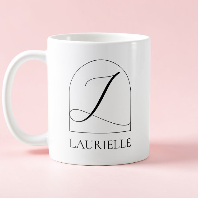 Minimale Arch Black Schrift Initiale L Namensmonog Kaffeetasse (Minimal Arch Black Script Initial L Name Monogram Coffee Mug)