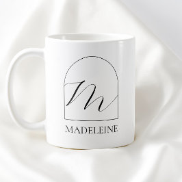 Minimale Arch Black Schrift Initiale M Namensmonog Kaffeetasse