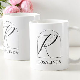 Minimale Arch Black Schrift Initiale R Namensmonog Kaffeetasse