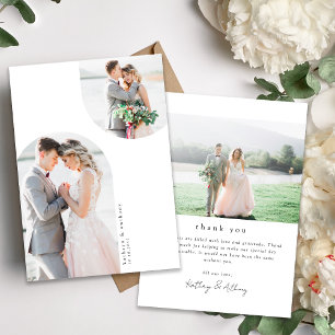 Minimale Arch Curve Multi-Foto Hochzeit Dankeskarte