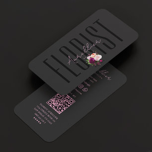 Minimale Ästhetik Rosa Schwarzes Florist-Bouquet B Visitenkarte