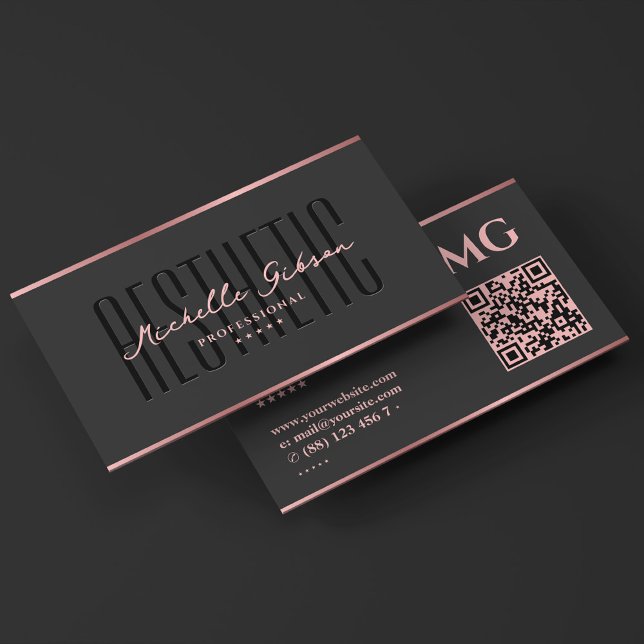 Minimale ästhetische rosa Berufliche Schönheit Visitenkarte (Minimal Aesthetic Pink Black Professional Beauty Business Card
)