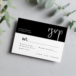 Minimale Auswahl an Schwarz-Weiß-Drehbüchern RSVP Karte