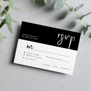 Minimale Auswahl an Schwarz-Weiß-Drehbüchern RSVP Karte