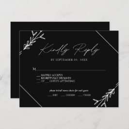 Minimale Auswahl an Schwarz-Weiß-Hochzeitsmenüs UA RSVP Karte