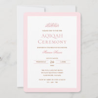 Minimale Baby-Mädchen-Rosa-Rahmen-Aqiqah-Zeremonie