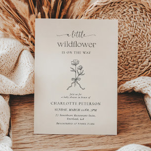 Minimale Baby-Shower-Einladung mit Blumen und Schl Einladung