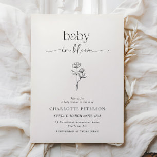 Minimale Baby-Shower-Einladung mit Wildblumen Einladung