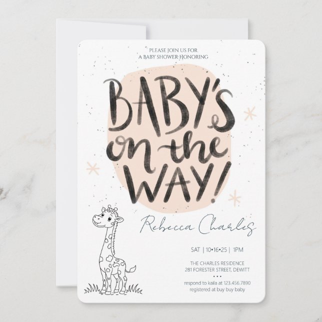 Minimale Babyparty  Einladung (Vorderseite)