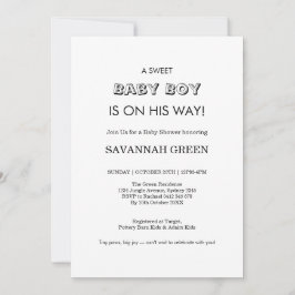 Minimale Babyshower-Typografie für Jungen Einladung
