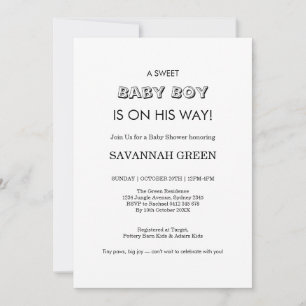 Minimale Babyshower-Typografie für Jungen Einladung