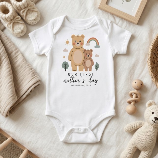 Minimale Bärin Mutter Baby Erster Muttertag Strampler (Von Creator hochgeladen)
