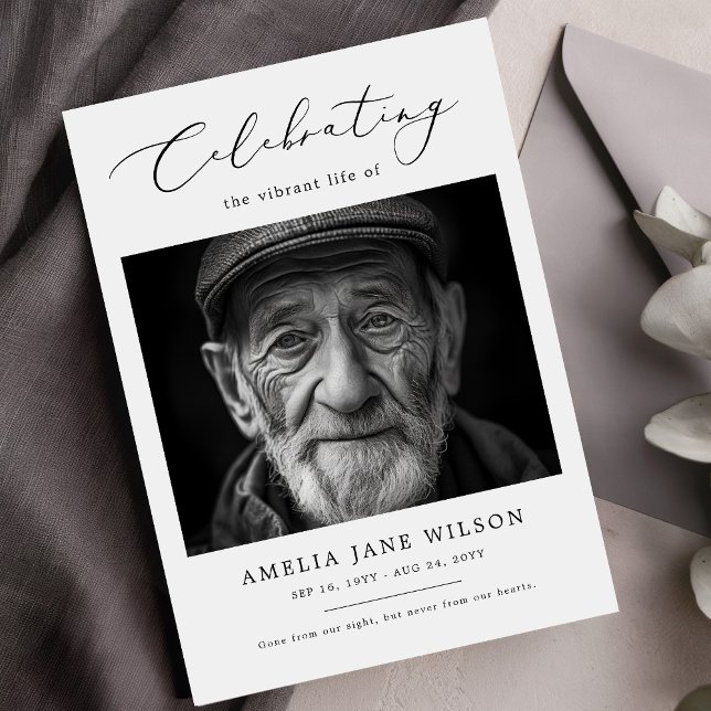 Minimale Beerdigung Gedenkfeier Foto Feier des Leb Einladung (Von Creator hochgeladen)