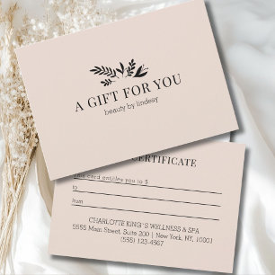Minimale beige botanische Geschäftsgutschein