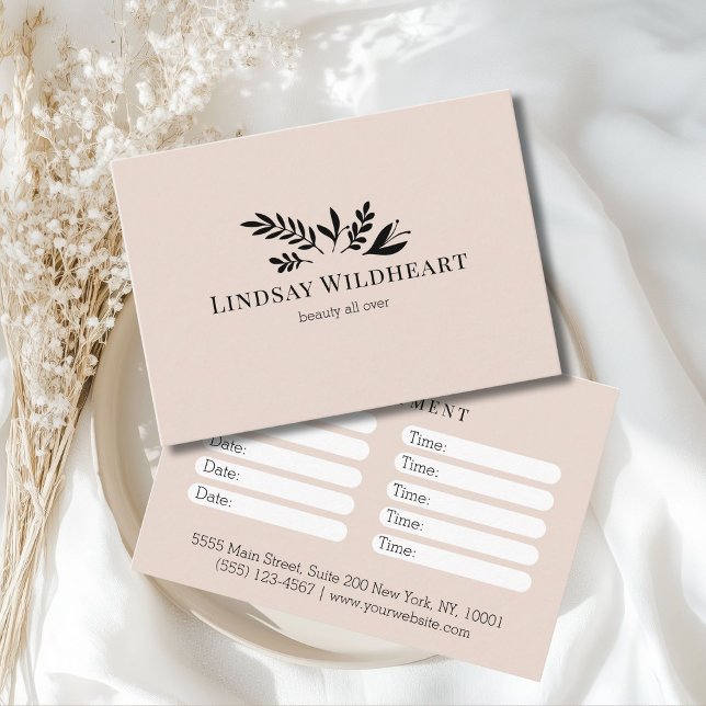 Minimale beige botanische Salontermin Terminkarte (Minimal Beige Botanical Salon Appointment)