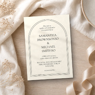 Minimale beige einfache Hochzeit Einladung