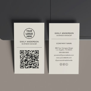 Minimale Beige für das QR-Logo nach Maß Visitenkarte